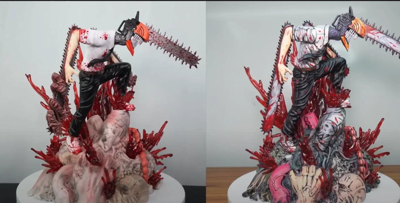 Repaint 2D comic color Chainsaw man statue-Denji - Image 3
